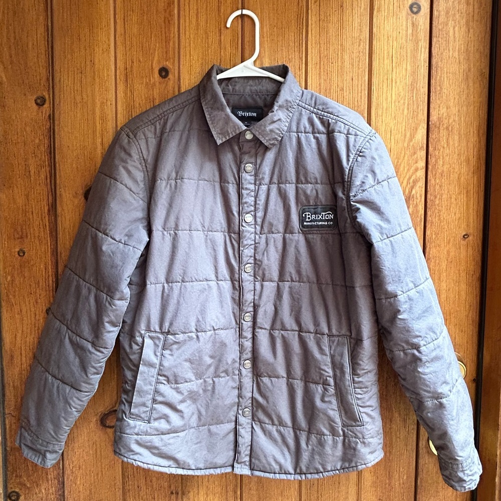 Brixton Cass Jacket with Logo Patch - Grey